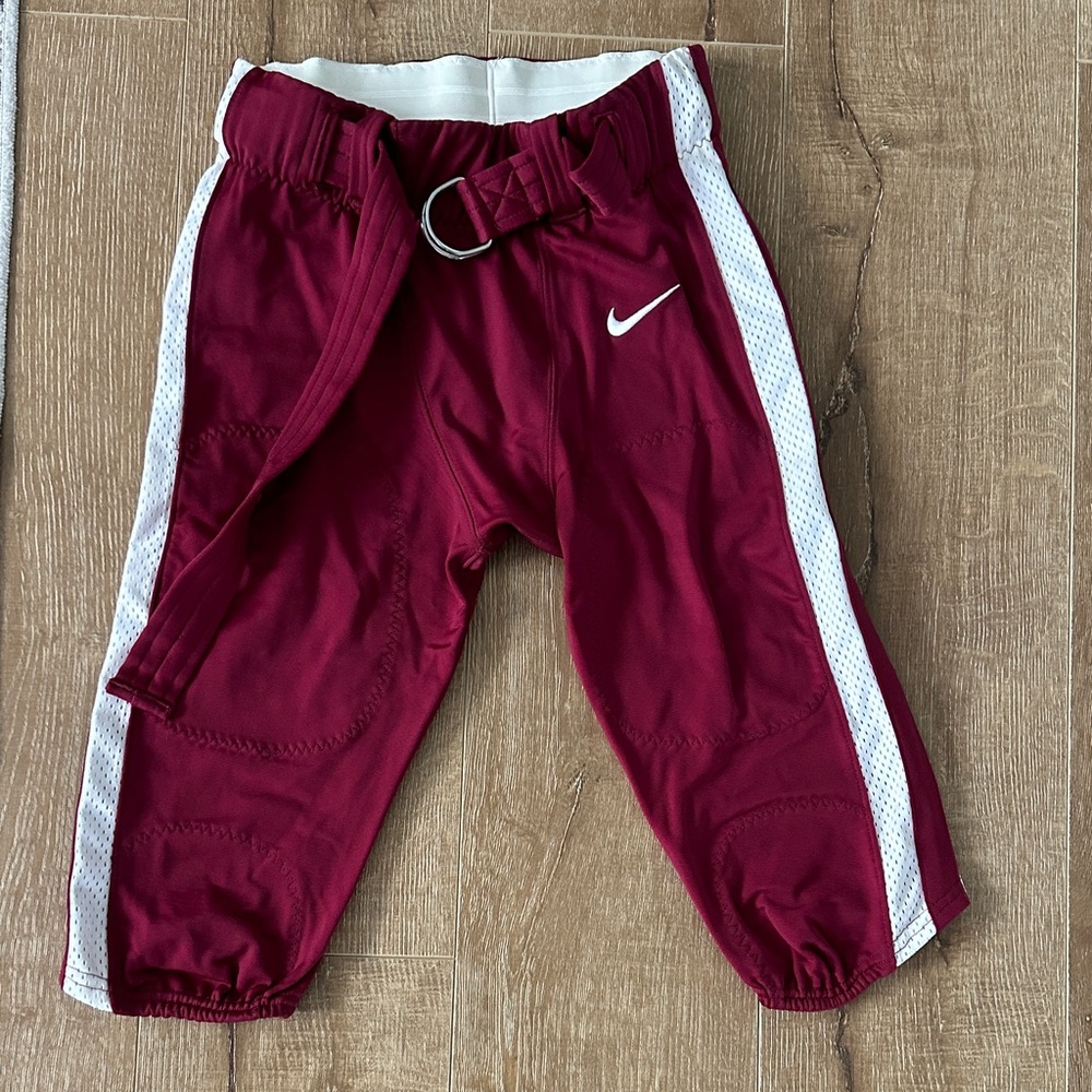 Nike Kids Burgundy Joggers with White Stripes